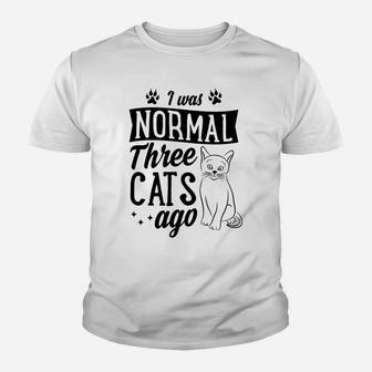 I Was Normal Three Cats Ago Funny Cute Cat Lover Gift Idea Youth T-shirt | Crazezy AU