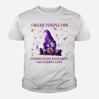 I Wear Purple For Fibromyalgia Awareness Costume Gnome Lover Youth T-shirt | Crazezy UK