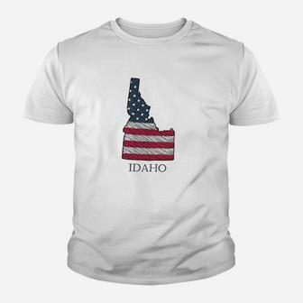 Idaho United States Flag Patriotic Map Id Youth T-shirt | Crazezy