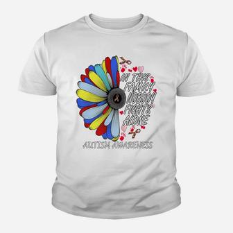 In This Family Nobody Fights Alone Autism Sunflower Gift Youth T-shirt | Crazezy AU