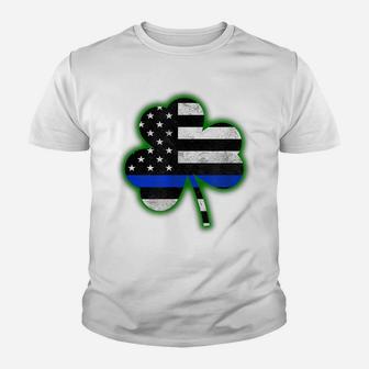 Irish Police Shirt Shamrock Thin Blue Line Usa America Flag Youth T-shirt | Crazezy