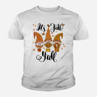 It's Fall Y'all Cute Gnomes Pumpkin Autumn Tree Fall Leaves Sweatshirt Youth T-shirt | Crazezy UK