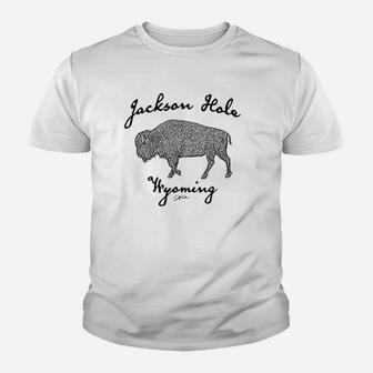Jackson Hole Walking Bison Youth T-shirt | Crazezy
