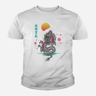 Japanese Aesthetic Dragon Asian Demon Spirit Sakura Tattoo Youth T-shirt | Crazezy