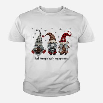 Just Hangin With My Gnomies Santa Gnome Christmas Raglan Baseball Tee Youth T-shirt | Crazezy CA