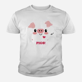 Kawaii I Love Pigs Youth T-shirt | Crazezy