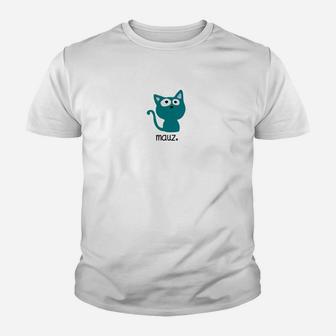 Kawaii Katzen-Motiv Kinder Tshirt 'Mauz' in Weiß für Tierliebhaber - Seseable