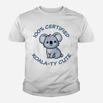 Kawaii Koala Bear Certified Koala-Ty Cute Adorable Funny Pun Youth T-shirt | Crazezy