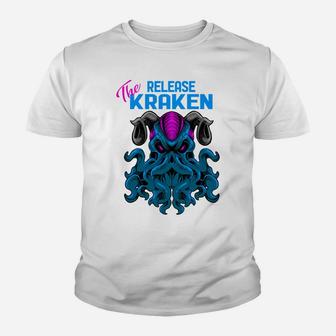 Kraken Sea Monster Vintage Release The Kraken Giant Kraken Youth T-shirt | Crazezy AU
