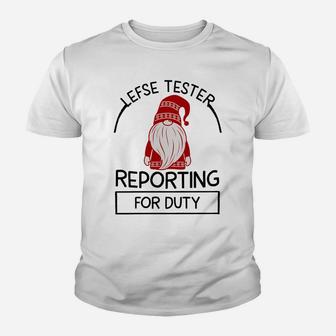 Lefse Tester Reporting For Duty - Nordic Red Gnome Christmas Youth T-shirt | Crazezy