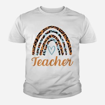 Leopard Boho Rainbow Teacher Love Women Youth T-shirt | Crazezy CA