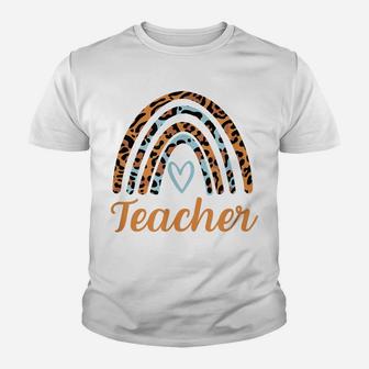 Leopard Boho Rainbow Teacher Love Women Youth T-shirt | Crazezy