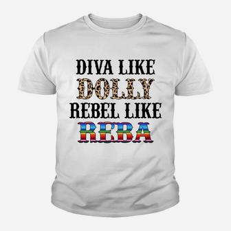 Leopard Diva Like Dolly Rebel Like Reba Sweatshirt Youth T-shirt | Crazezy DE