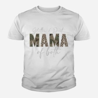 Leopard Glitter Dirt Mom Mama Of Both Camouflage Mothers Day Youth T-shirt | Crazezy AU