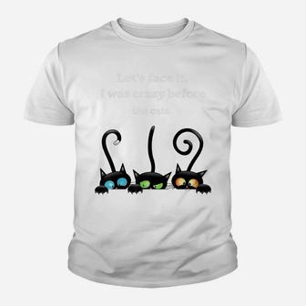 Let's Face It, I Was Crazy Be Fore The Cats Black Cat Youth T-shirt | Crazezy