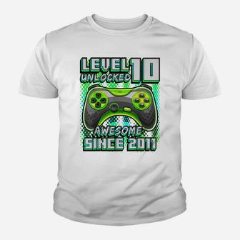 Level 10 Unlocked Awesome 2011 Video Game 10Th Birthday Youth T-shirt | Crazezy