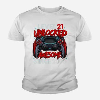 Level 21 Unlocked Awesome Since 2000 21St Birthday Gaming Youth T-shirt | Crazezy DE