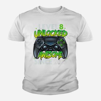 Level 8 Unlocked Awesome Since 2013 8Th Birthday Gaming Youth T-shirt | Crazezy UK