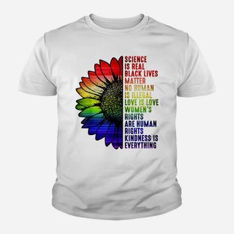 Lgbt Pride Flower Science Is Real Black Lives Matter Youth T-shirt | Crazezy DE