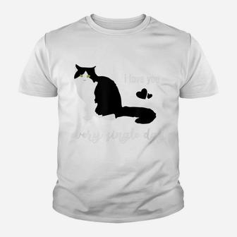 Love Black Cat With Heart For A Single Valentine Day Gift Youth T-shirt | Crazezy UK