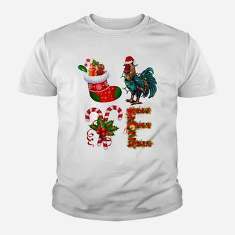 Love Chicken Christmas Funny Santa Hat Christmas Youth T-shirt | Crazezy