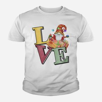 Love Christmas Gnome With Gifts Funny Xmas Pajama Nordic Elf Youth T-shirt | Crazezy