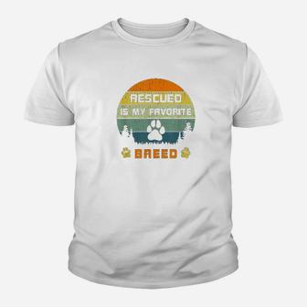 Love Dogs Rescue Rescued Is My Favorite Breed Vintage Paw Youth T-shirt | Crazezy CA