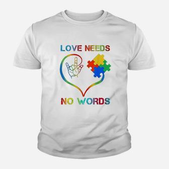 Love Needs No Words Color Puzzle Youth T-shirt | Crazezy