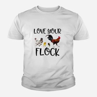 Love Your Flock Funny Chickens Hens Youth T-shirt | Crazezy CA
