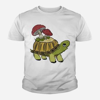 Lovely Turtle Nature Lover Mushroom Flower Cottagecore Gift Youth T-shirt | Crazezy