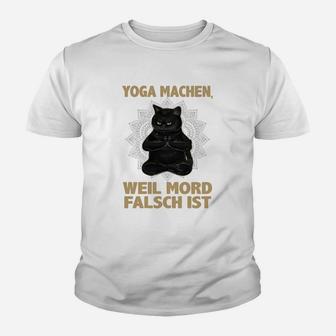 Lustiges Katzen-Yoga Kinder Tshirt: Yoga Statt Mord Humorvolles Kinder Tshirt - Seseable