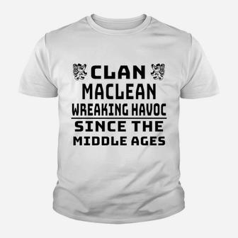 Maclean Scottish Clan Family Kilt Tartan Lion Youth T-shirt | Crazezy