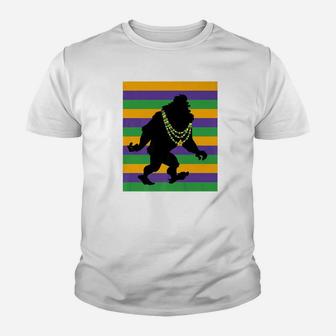Mardi Gras Bigfoot Sasquatch Shirt Youth T-shirt - Thegiftio UK