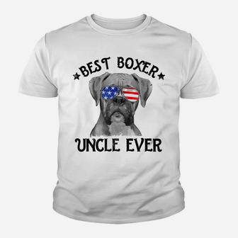Mens Best Boxer Uncle Ever Dog Dad American Flag 4Th Of July Youth T-shirt | Crazezy UK