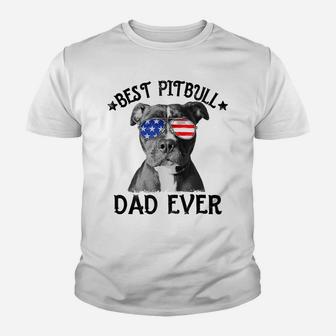 Mens Best Pitbull Dad Ever American Flag Dog Lover 4Th Of July Youth T-shirt | Crazezy