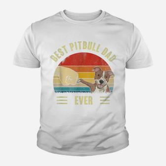 Mens Best Pitbull Dad Ever Bump Fit Dog Dad Fathers Day Vintage Youth T-shirt | Crazezy