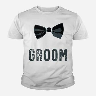 Mens Bow Tie Groom Bachelor Party Youth T-shirt | Crazezy