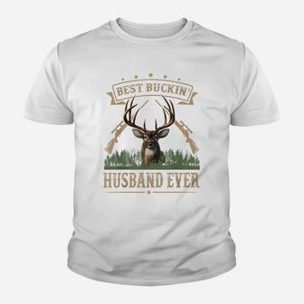 Mens Fathers Day Best Buckin' Husband Ever Deer Hunting Bucking Youth T-shirt | Crazezy