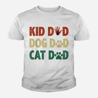 Mens Funny Kid Dog Cat Dad Cool Father's Day Fur Papa Pet Owner Youth T-shirt | Crazezy