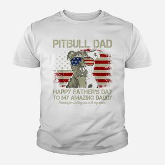 Mens Happy Father's Day To My Amazing Daddy Pitbull Dad Youth T-shirt | Crazezy