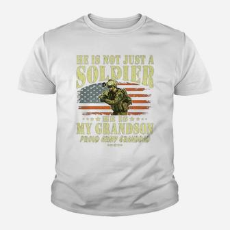 Mens My Grandson Is A Solider - Proud Army Granddad Grandpa Gift Youth T-shirt | Crazezy