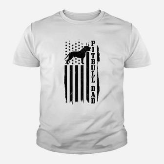 Mens Pitbull Dad Vintage American Flag Patriotic Pitbull Dog Youth T-shirt | Crazezy AU