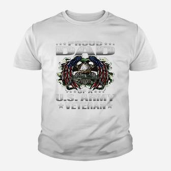 Mens Proud Dad Of A Us Army Veteran Military Vet's Father Youth T-shirt | Crazezy