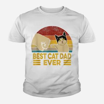 Mens Vintage Best Cat Dad Ever Funny Cat Daddy Father Day Youth T-shirt | Crazezy AU