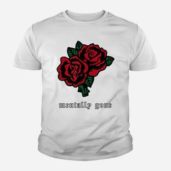 Mentally Gone - Soft Grunge Aesthetic Red Rose Flower Youth T-shirt | Crazezy UK