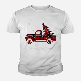 Merry Christmas Buffalo Truck Tree Red Plaid For Men Women Youth T-shirt | Crazezy CA