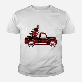 Merry Christmas Buffalo Truck Tree Red Plaid For Men Women Youth T-shirt | Crazezy CA