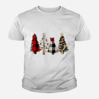 Merry Christmas Leopard And Buffalo Plaid Christmas Tree Sweatshirt Youth T-shirt | Crazezy CA