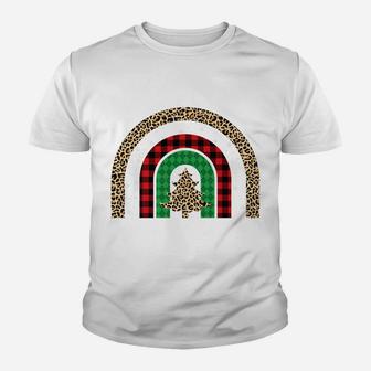 Merry Christmas Rainbow Leopard Christmas Tree Xmas Gifts Youth T-shirt | Crazezy