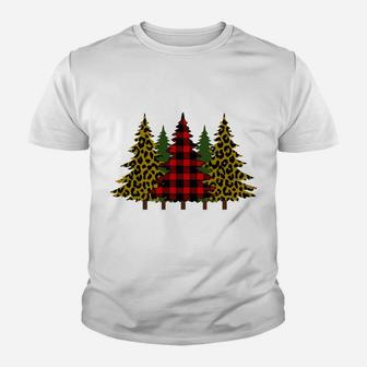 Merry Christmas Tree Leopard And Buffalo Plaid Xmas Tree Sweatshirt Youth T-shirt | Crazezy CA